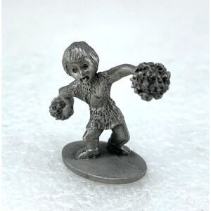 Vintage 1978 Spoontiques Pewter Cheerleader‎ Pom Poms Miniature 1" Figurine, K21